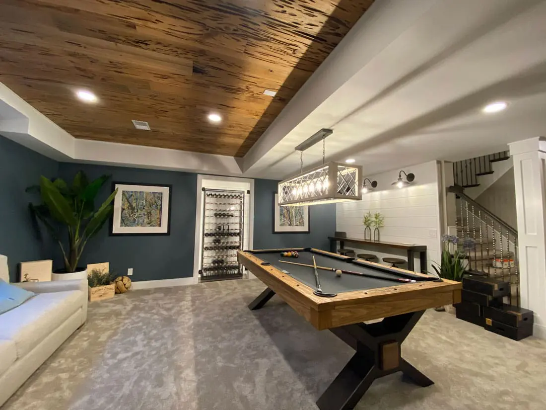 A basement remodel using Cypress Wood