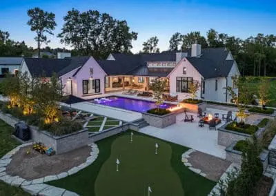 Custom Ranch House Backyard Construction