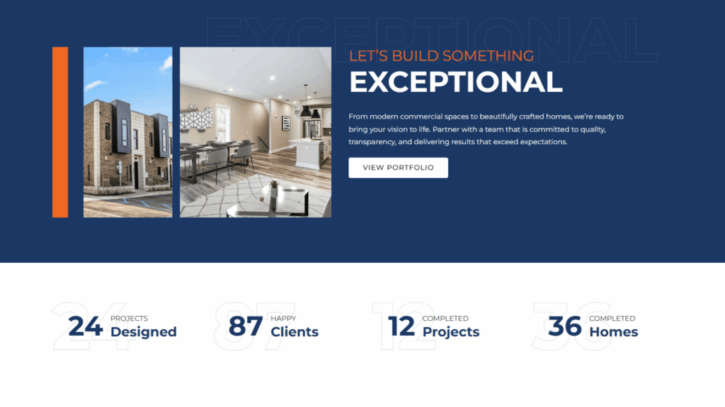 Example of the portfolio on SunByrnes Properties and Construction new website launch