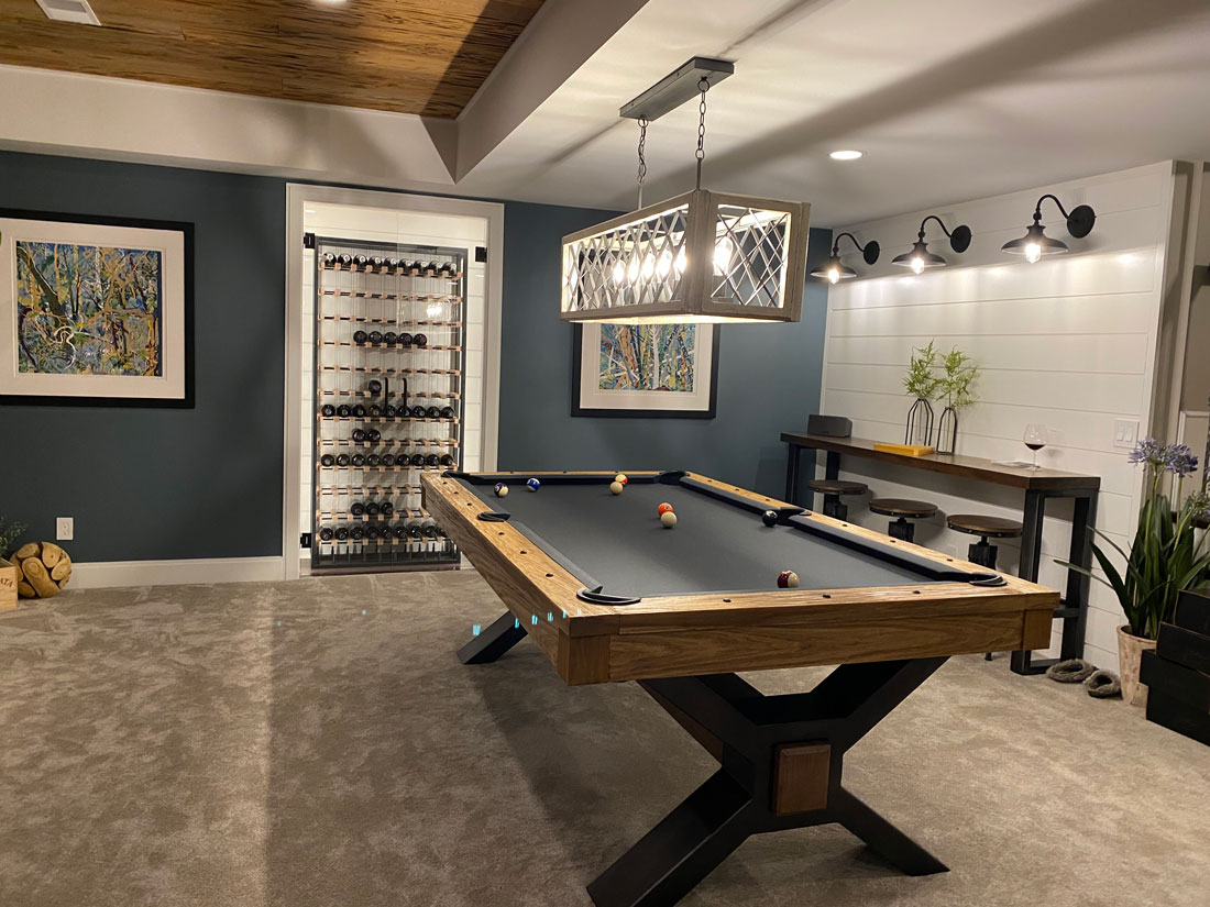 A basement remodel using Cypress Wood