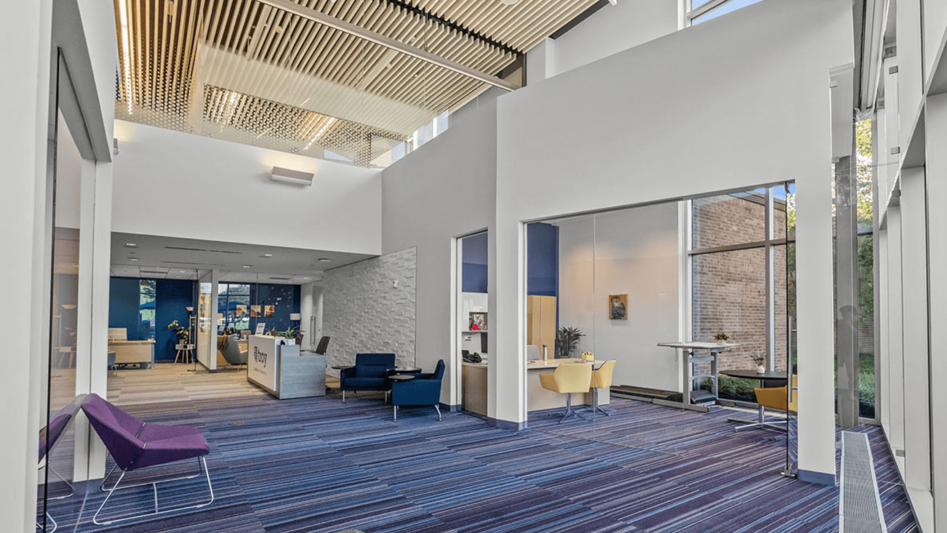 Interior view of the newly renovated Troy Chamber of Commerce office, featuring modern finishes and functional workspace design.